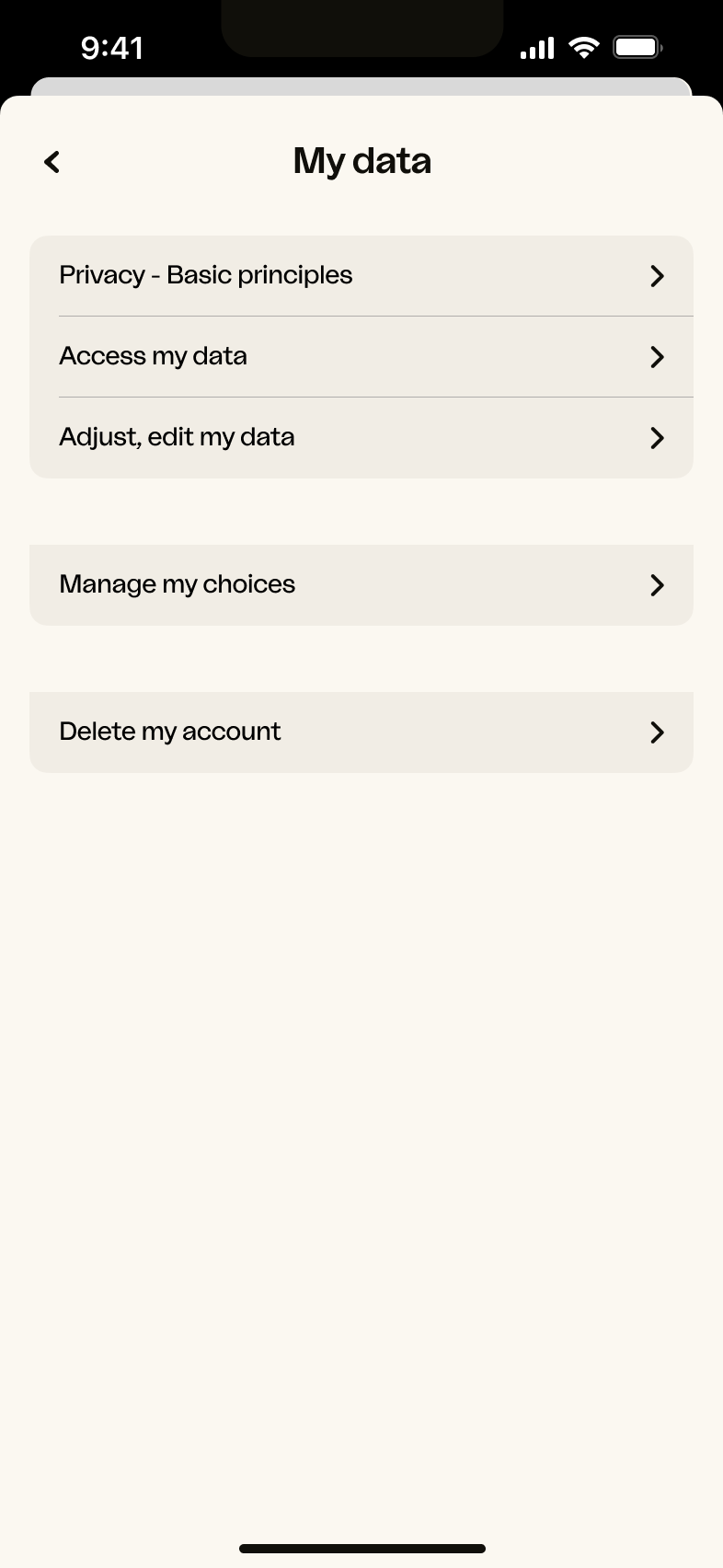 DMA - Settings My Data (iOS) - EN