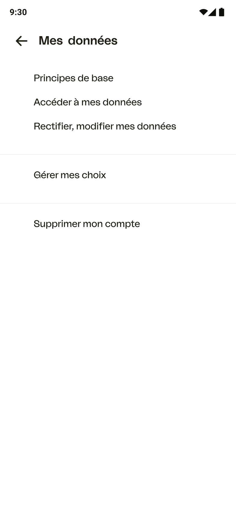 DMA - Réglages Mes données (Android) - FR