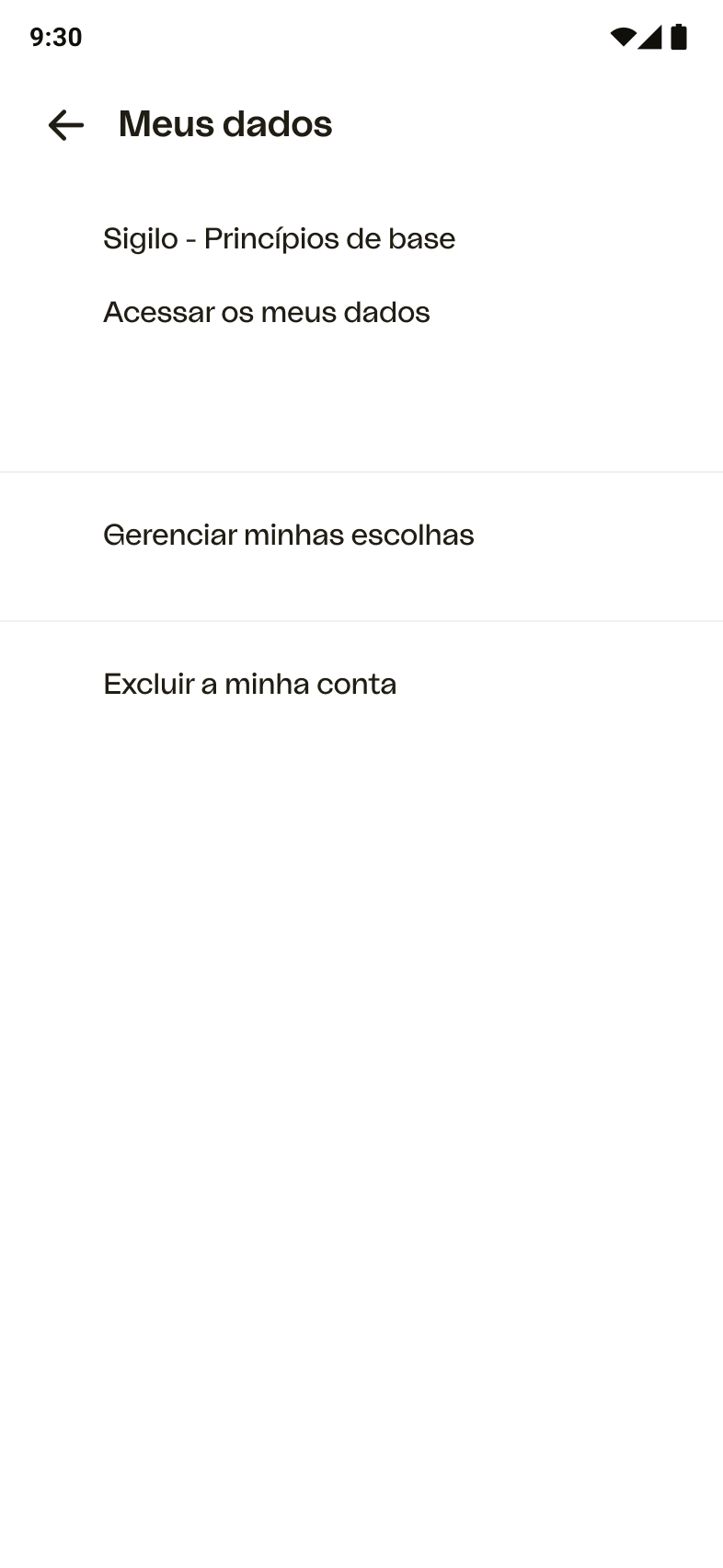 DMA - Ajustes Minhas dados (Android) - PT-BR