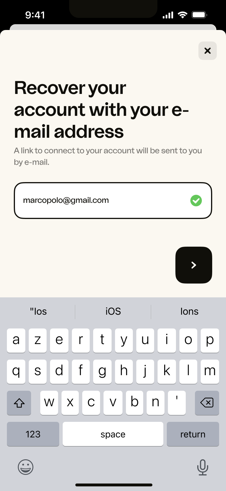 iOS – E-mail filled
