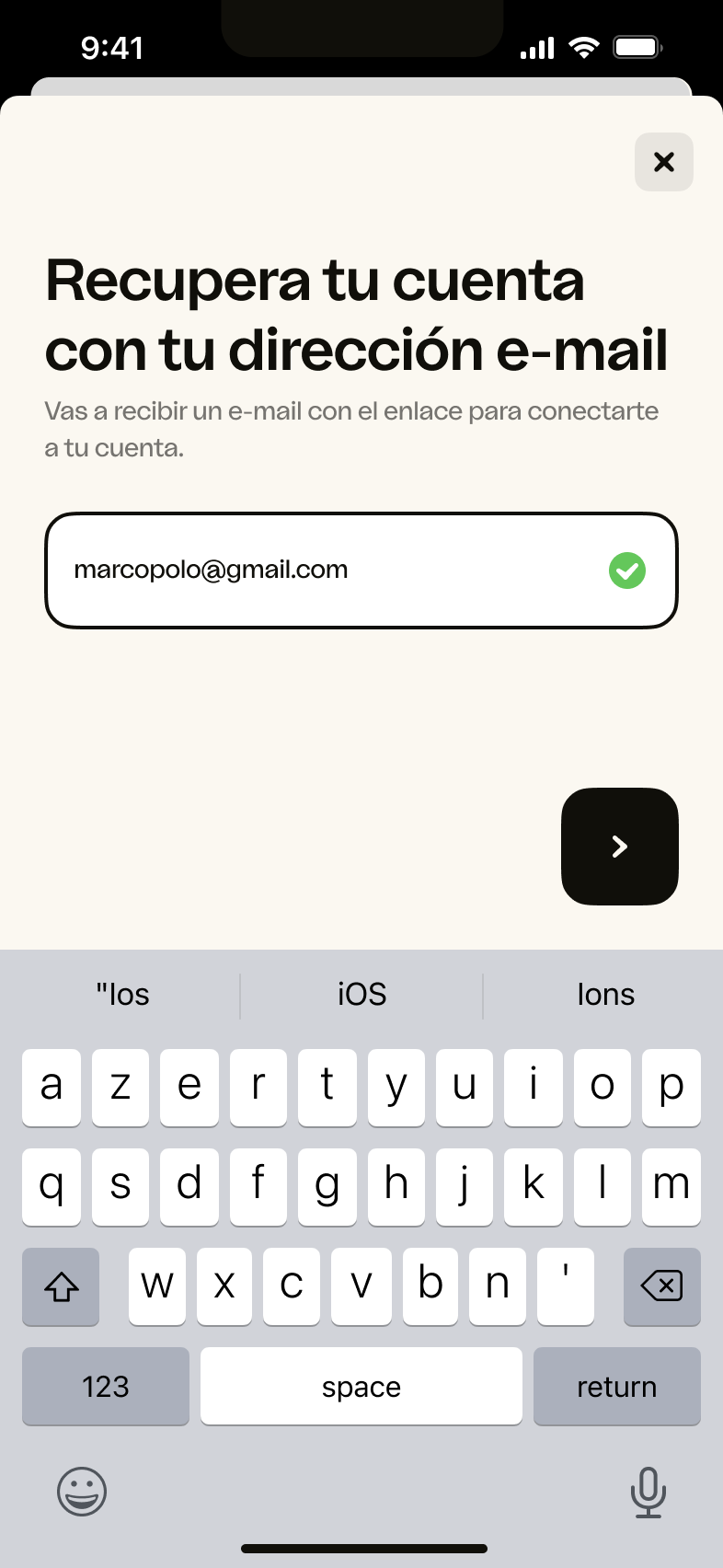 iOS – E-mail filled