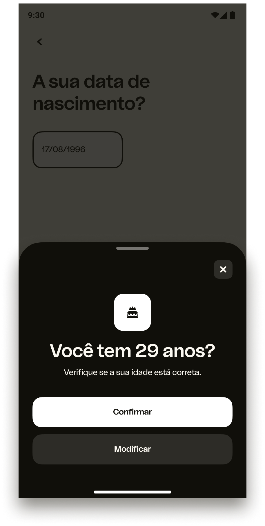 Android — Confirmar idade