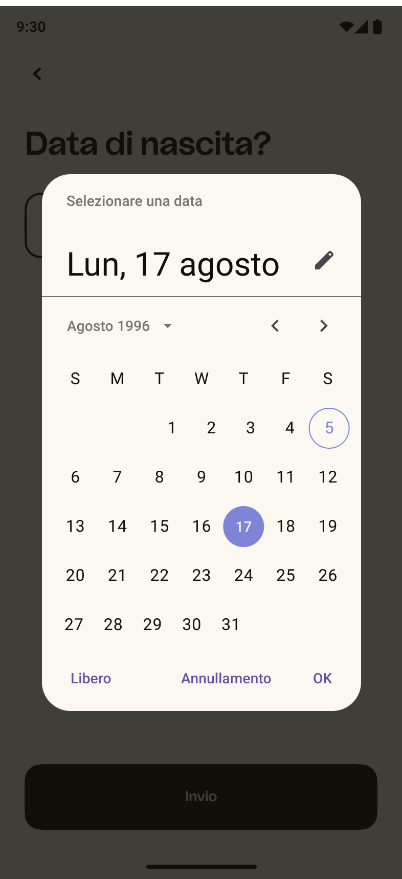 Android – Selettore data