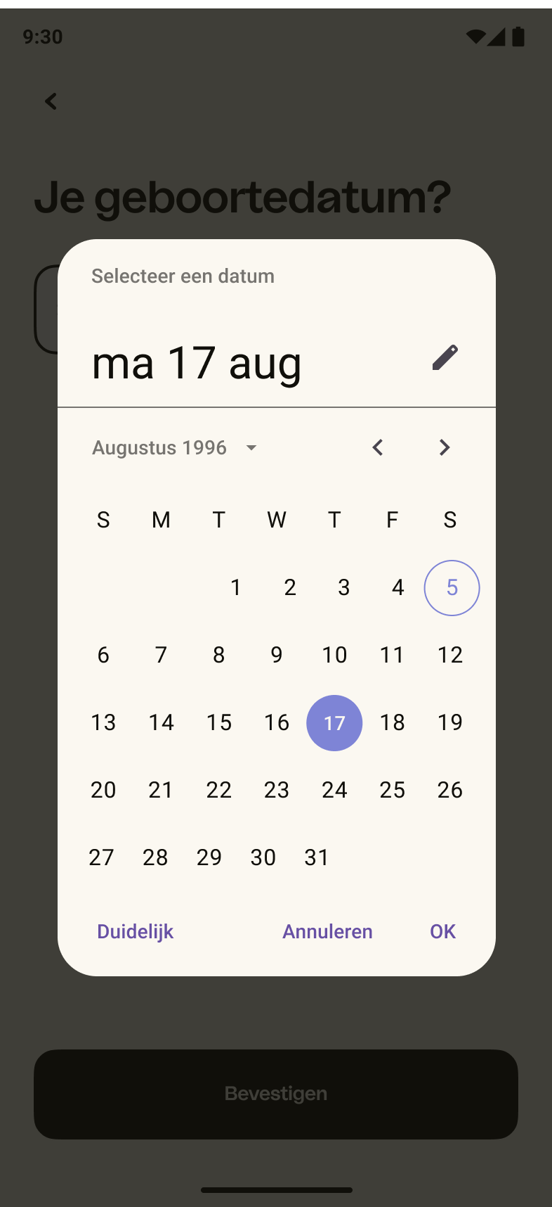 Android – Datumkiezer
