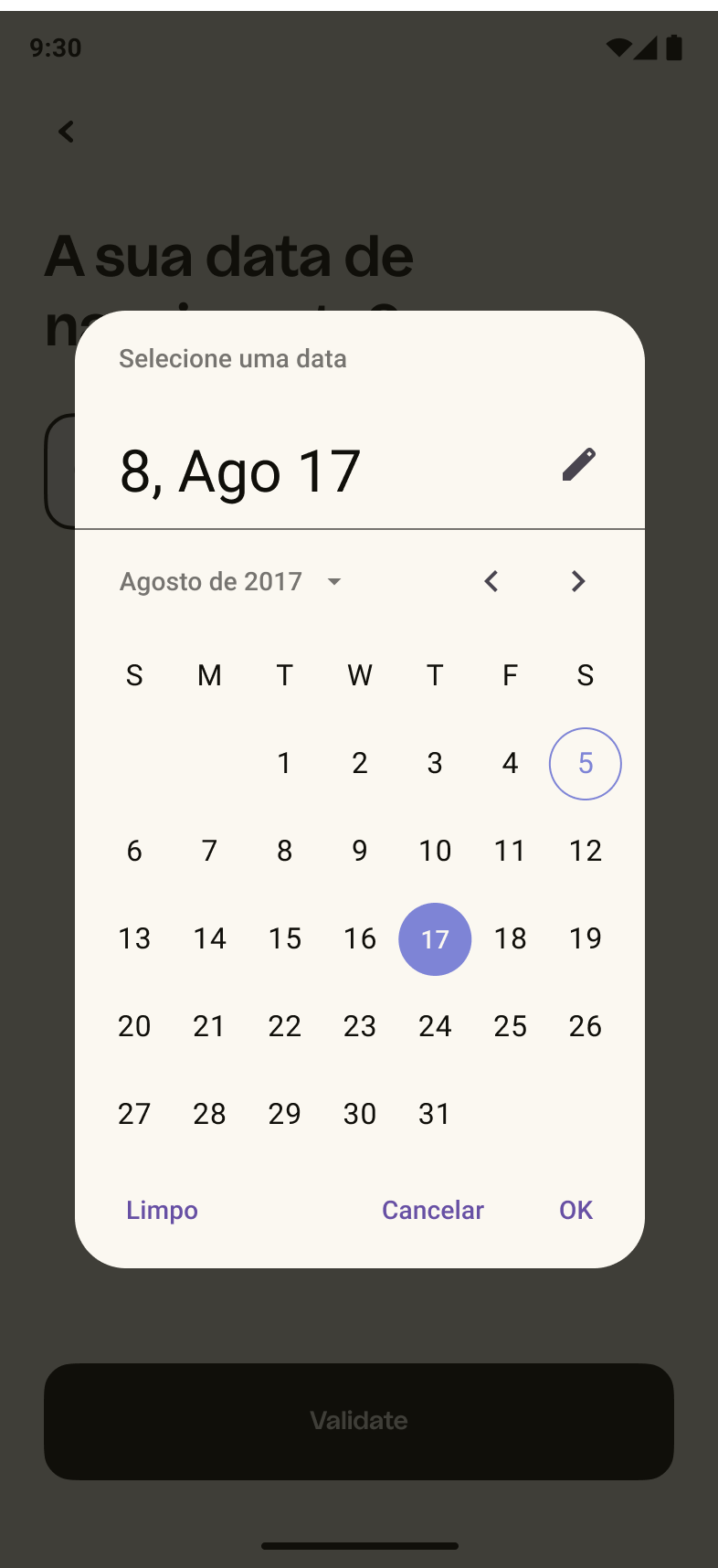 Android — Seletor de data