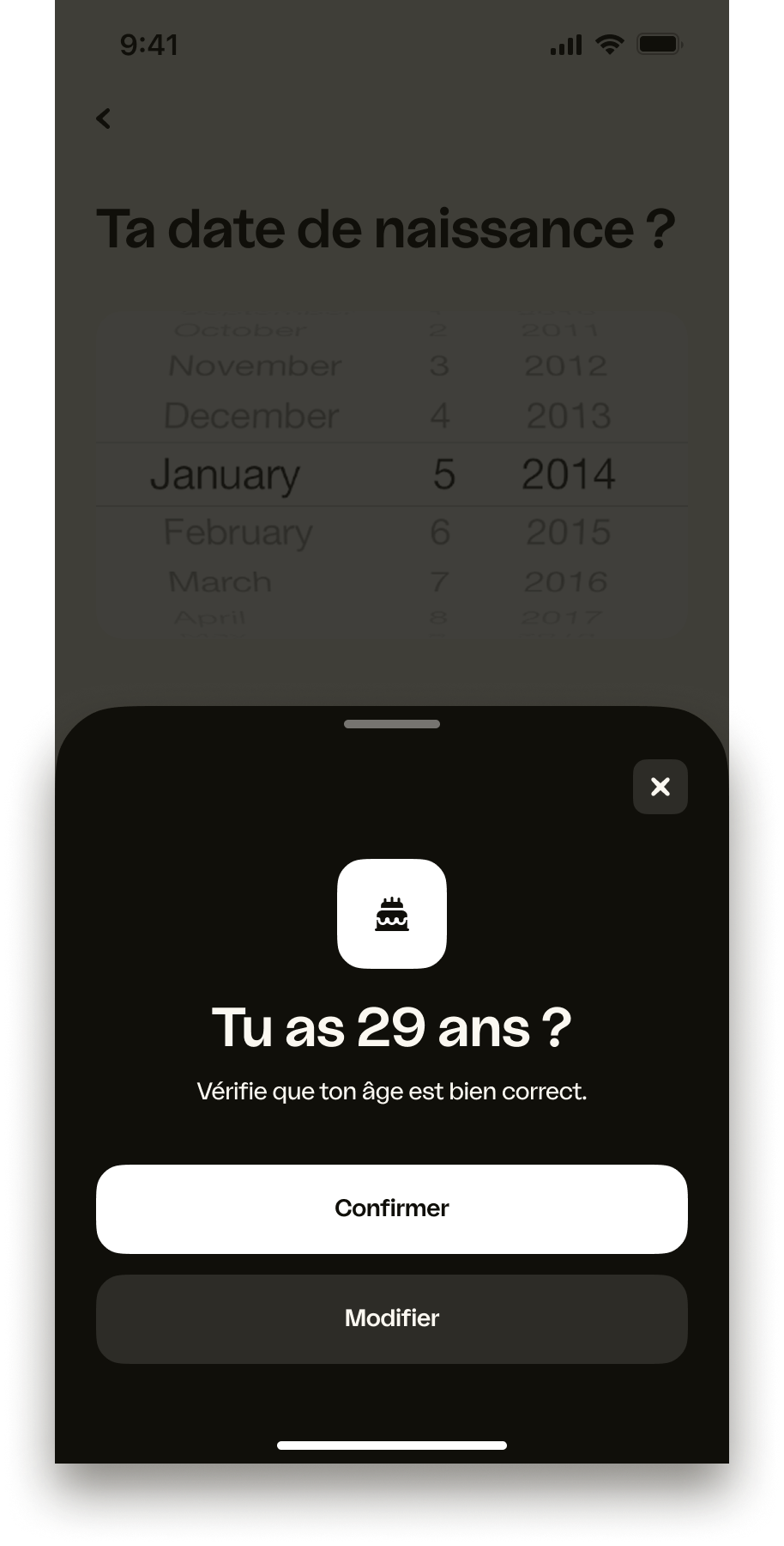 iOS Confirmation âge