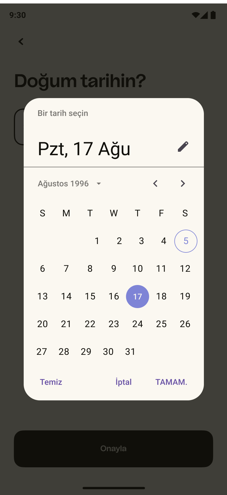 Android Date Picker - TR