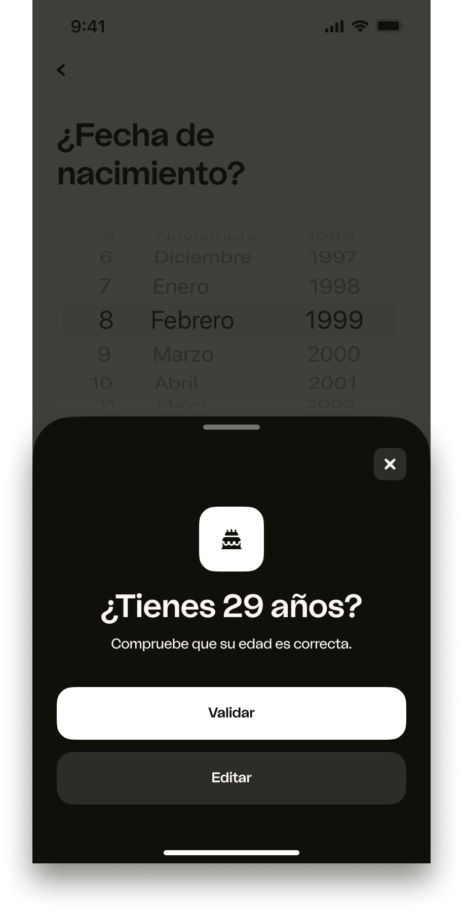 iOS — Confirmar edad