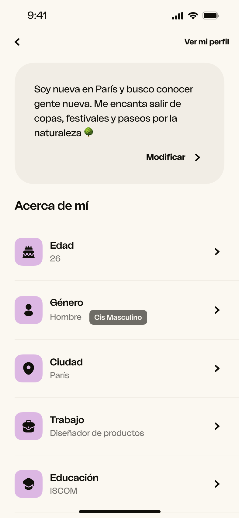Android — Editar perfil