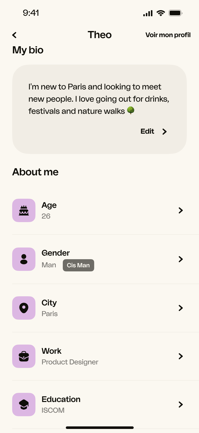 Android Edit Profile