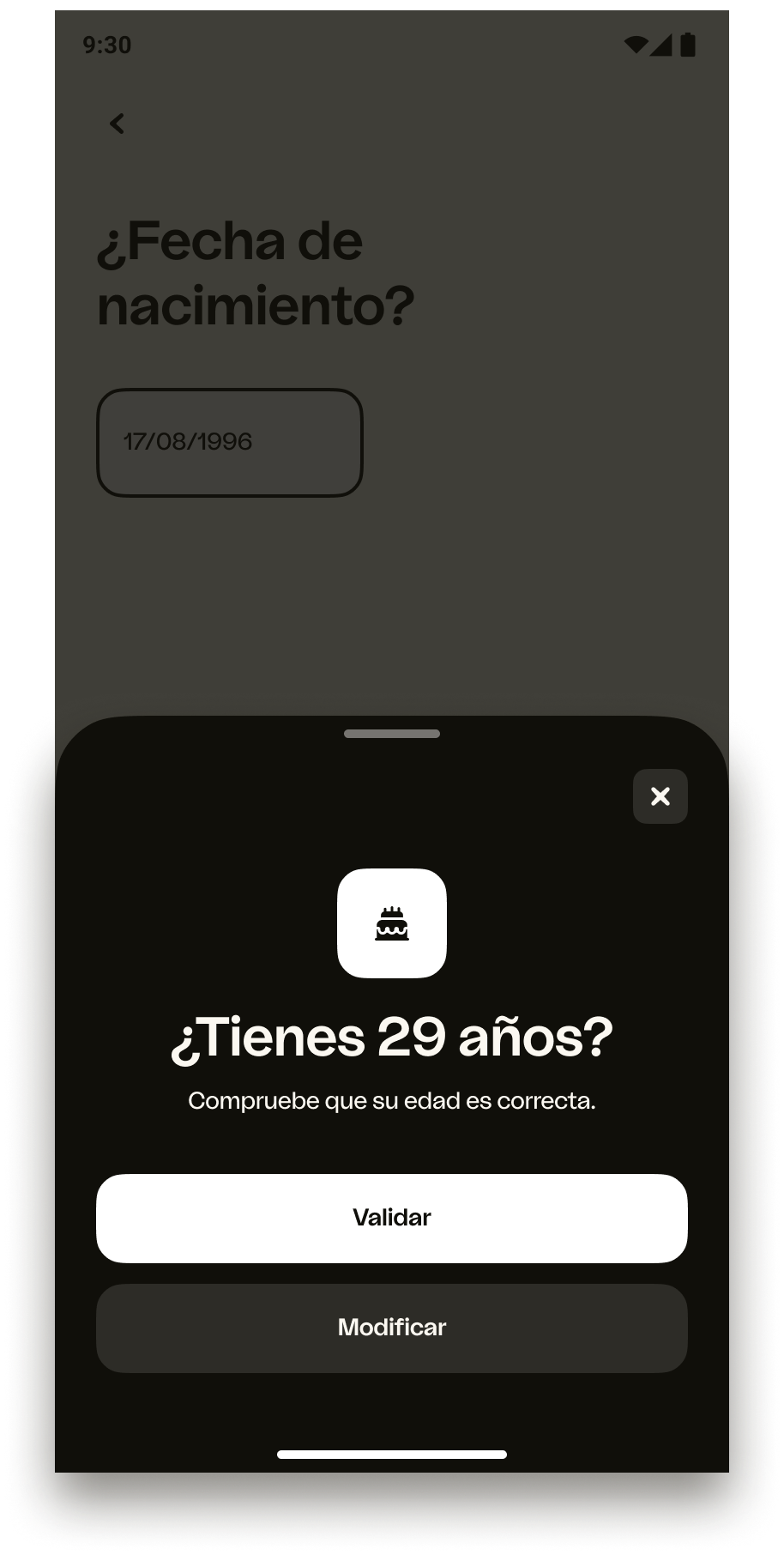 Android — Confirmar edad